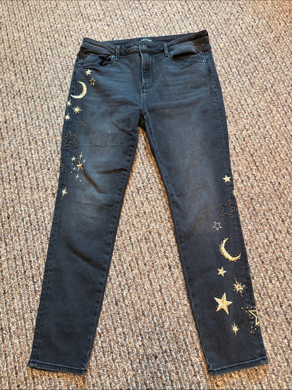 DRIFTWOOD Jackie High Rise Jeans in Celestial Studded Black Wash